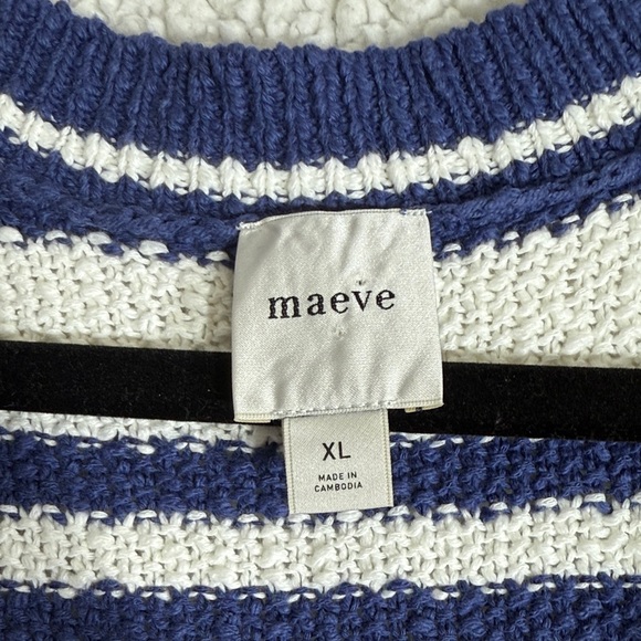 Anthropologie Maeve Slouchy Knit Sweater Vest Size XL Navy and White - Picture 8 of 12